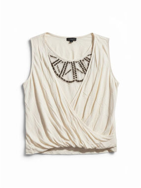 Maurices Embellished Sleeveless Surplice Top Small